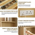 thumbnail image 4 of Coiffeuse Moderne en Chêne avec Grand Miroir HD Éclairé – Dessus en Verre, 5 Tiroirs, Étagères de Rangement Ouvertes à 3 Niveaux, Station de Recharge Intégrée, Table de Maquillage en Bois pour Chambre, Chêne, 4 of 8
