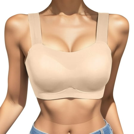 

njshnmn Bralette Women s Plus Size Embroidered Front-Close Underwire Bra Beige XL