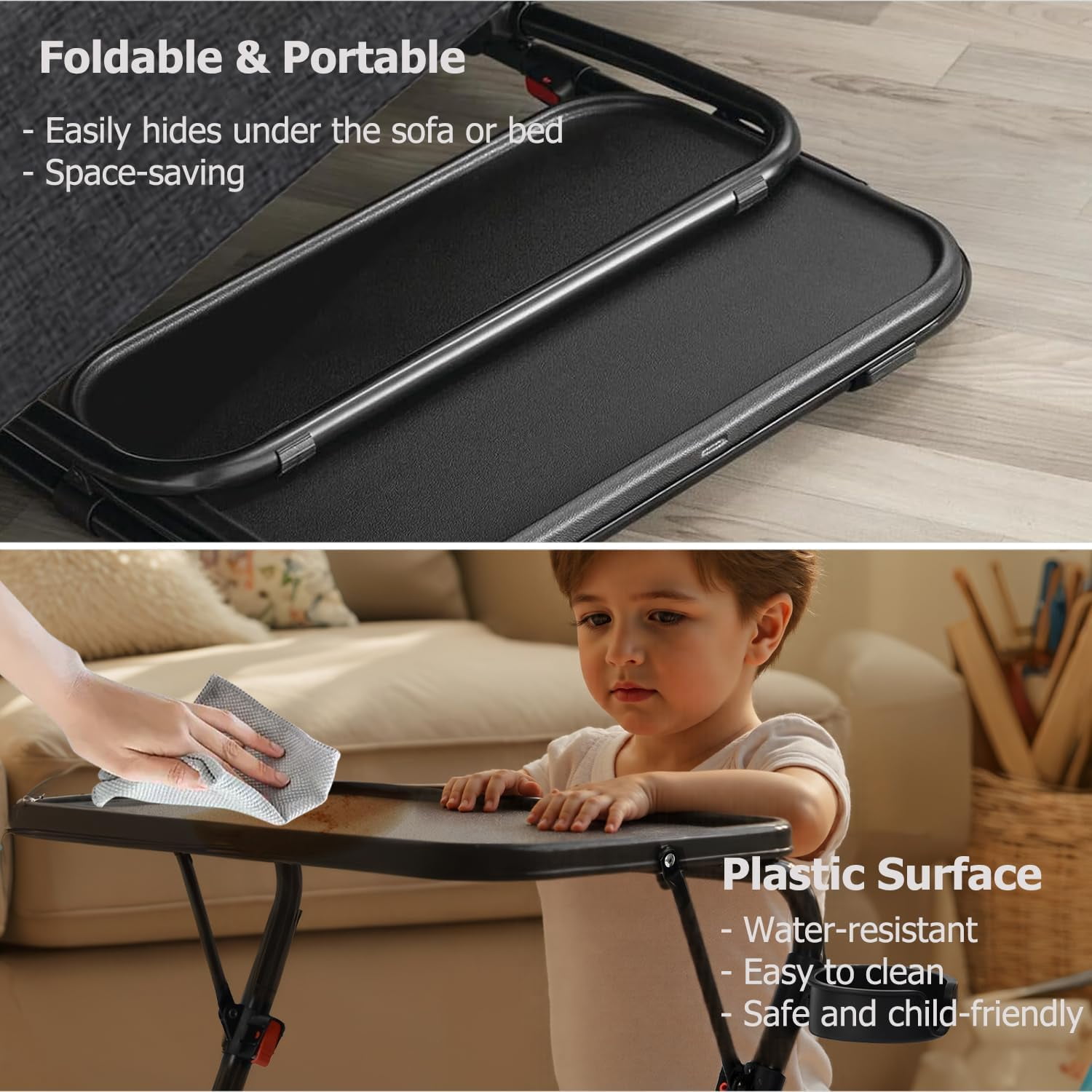 Lit queen-size rembourré Homy Casa avec plateau télé pour chambres élégantes