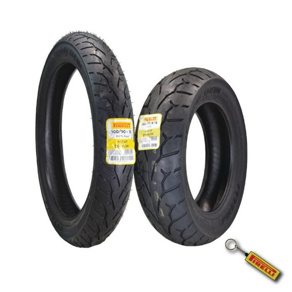 Pirelli Night Dragon Tire Set: 100/90-19 M/C 57H TL Front & 180/70B15 M/C 76H TL Rear Cruiser Motorcycle Tires - Superior Traction & Handling for High-Performance Cruisers w/ Keychain