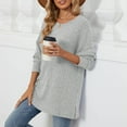 thumbnail image 5 of Lenpel Women's Tunic Tops Ribbed Knit Long Sleeve Crew Neck Side Split Loose T Shirts Soft Casual Tee Blouses Fall Fashion Outfits(Gray,Large), 5 of 7