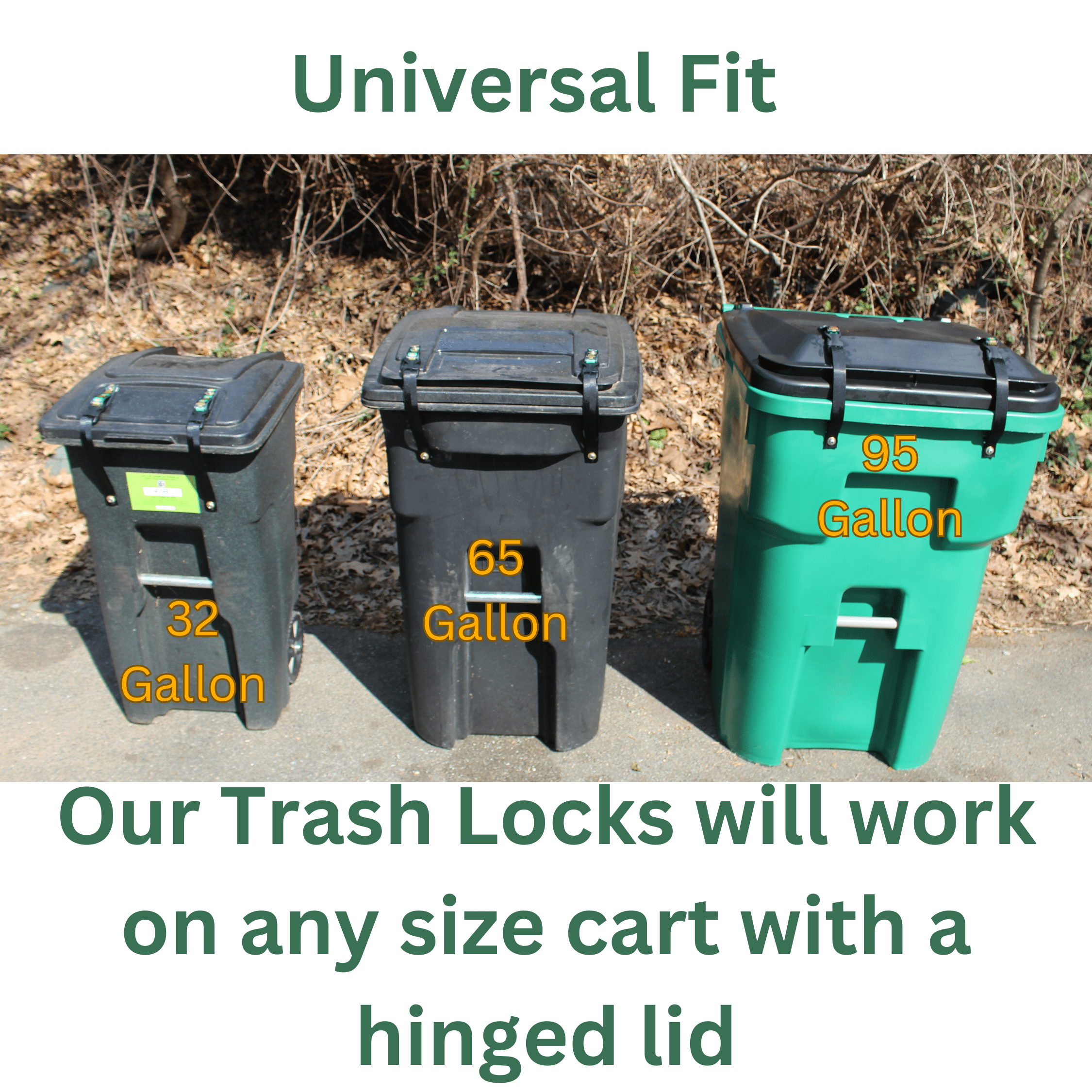 Trash Lock Original Two Strap Lid Lock, Secure and Durable