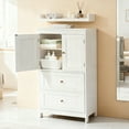thumbnail image 2 of Ktaxon Bathroom Floor Storage Cabinet, Freestanding Cabinet with 2 Doors 2 Drawers, Adjustable Shelves, White, 2 of 17