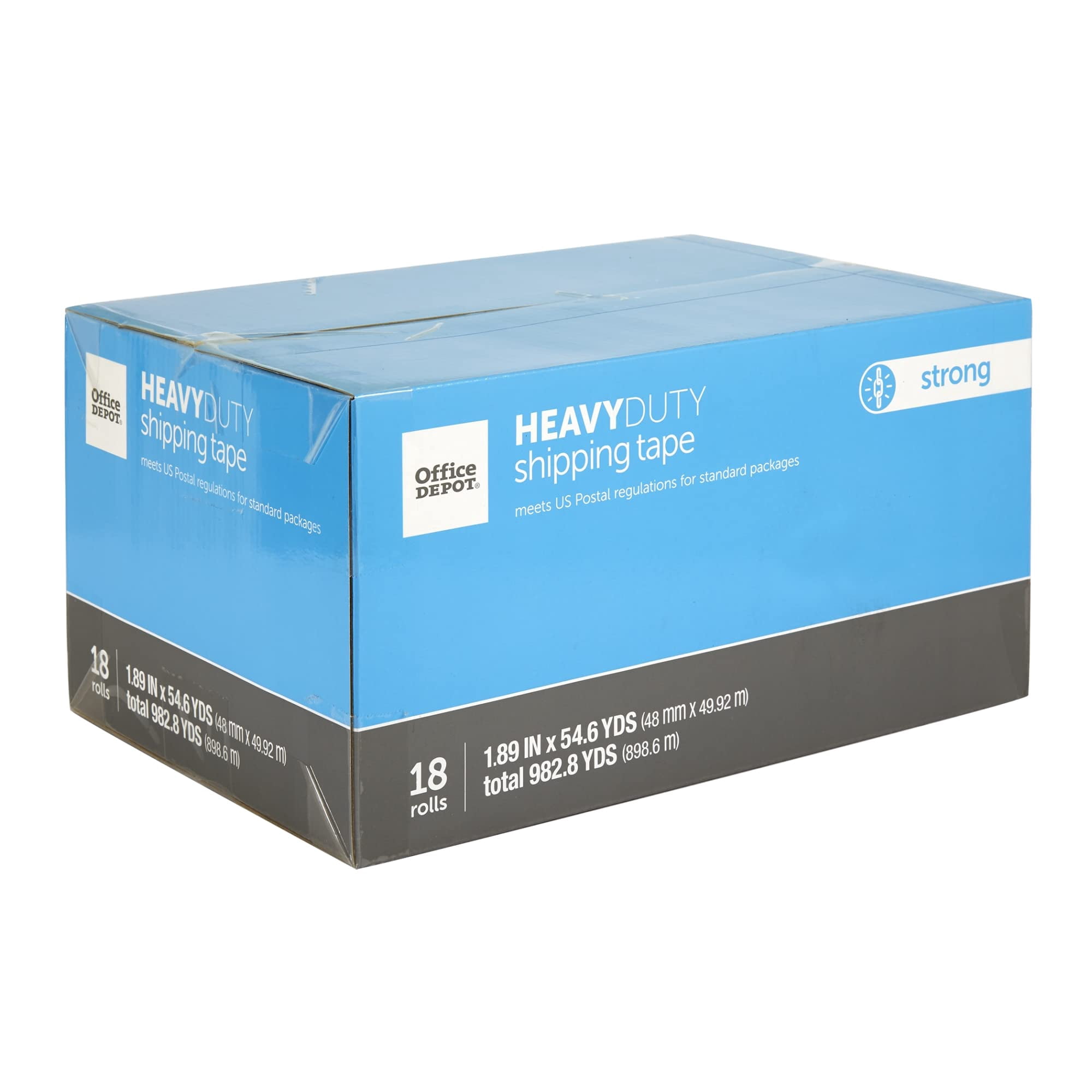 Office Depot® Brand Heavy Duty Shipping Packing Tape, 1.89" x 54.6 Yd, Crystal Clear, Pack Of 18 Rolls