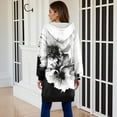 thumbnail image 5 of Women Hoodie Jacket Long Coat Floral Print Zip Up Hooded Cardigan Winter Warm Casual Outerwear with Pockets, 5 of 8