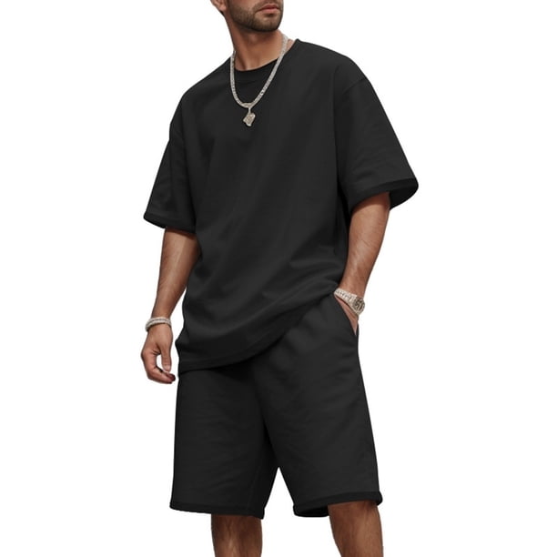 WILLBEST Conjunto de Traje Informal de Manga Corta y Cuello Redondo para Hombre, Cómodo Conjunto de Verano y Primavera para Uso Diario y Actividades Deportivas, Tejido Ligero y Transpirable.