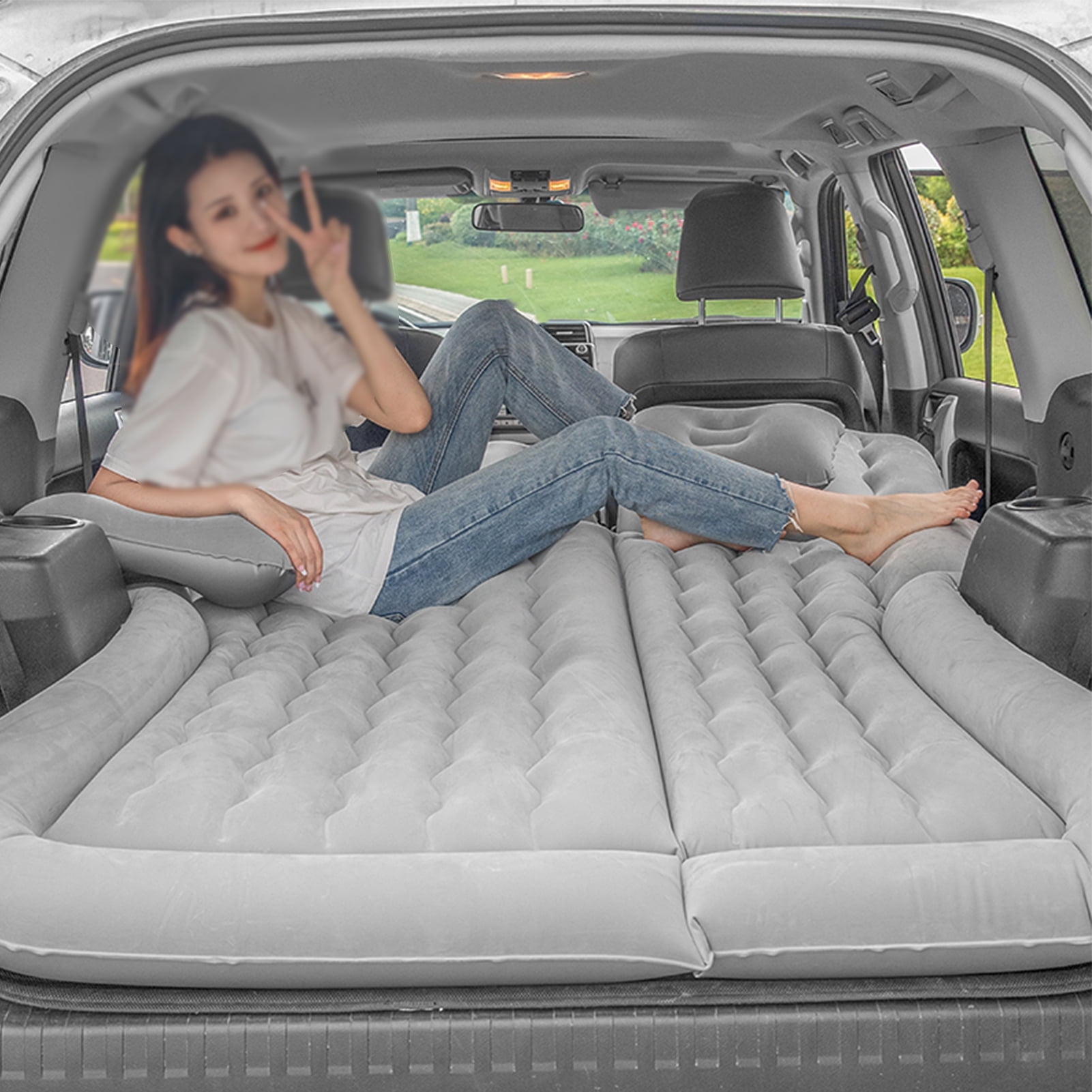 Air Mattress Inflatable Thickened Bed Sleeping Pad 2x Storage Pier for Car SUV 