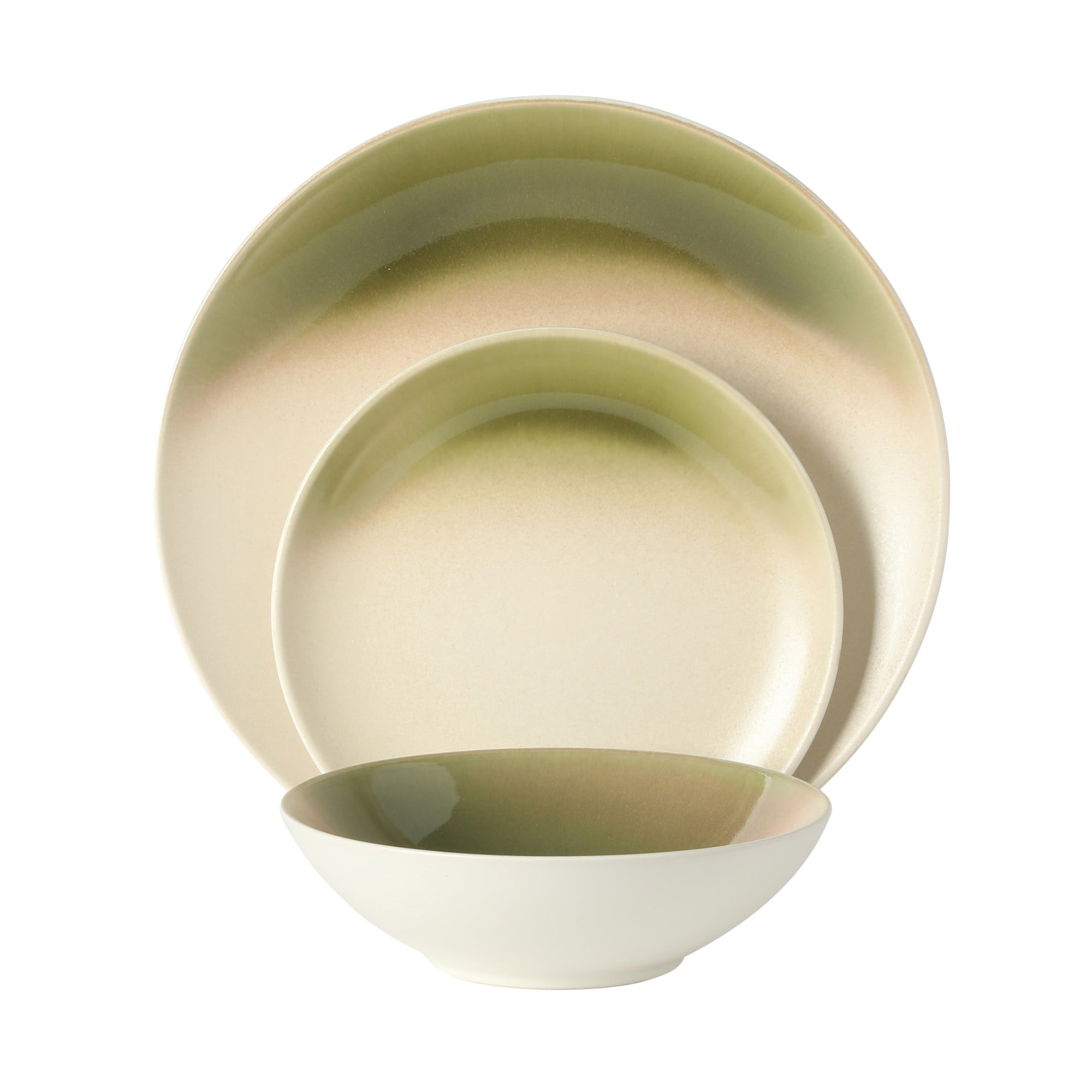Gibson Elite Crescenton 12-Piece Green Stoneware Dinnerware Set
