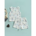 thumbnail image 4 of xiaxaixu Newborn Baby 2PCS Summer Outfits, Sleeveless Tree/Fish Print Tank Tops + Shorts Set, 4 of 8