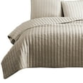 thumbnail image 3 of 3 Piece Crinkle Queen Size Coverlet Set with Vertical Stitching, Pink- Saltoro Sherpi, 3 of 5