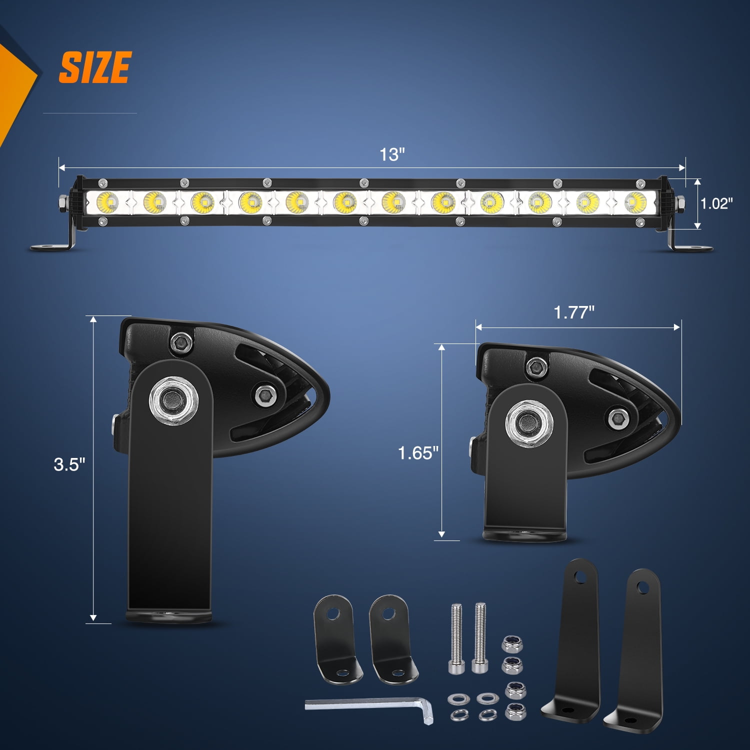 Nilight Single Row LED Light Bar Ultra-Slim Flood Light Bar 13 Inch 36W Fog Light Driving Light Work Light Roof Bumper Light for Offroad 4x4 Trucks Polaris RZR SUV ATV UTV