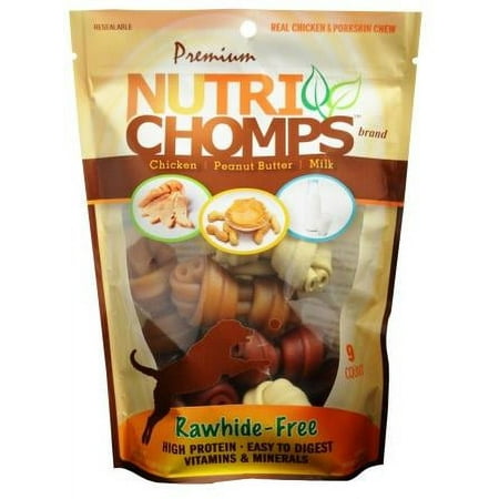 UPC: 0015958988065 | NutriChomps Dog Chews 4-inch Knots Easy to Digest Rawhide-Free Dog Treats 9 Count Real Chicken Peanut Butter and Milk flavor