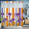 thumbnail image 6 of No Hook Shower Curtains with Snap-in Liner Set, Purple Spring Floral Waterproof Hotel Style Bathroom Shower Curtain, Farmhouse Striped Modern Abstract Art Breathable Mesh Top Bath Curtains 72''x78'', 6 of 9