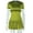 Olive Green, variant on Women's O-Neck Short Sleeve Pleated Mini Dress, Ruffled, Solid Color