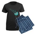 thumbnail image 5 of CafePress - Blowing Dandelion Aqua Women's Dark Pajamas - Women's Short Sleeve Print T-Shirt and Pants Dark Cotton Pajama Set, 5 of 7