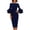 Blue 09, variant on Karymi Cocktail Dresses for Women Elegant Solid Midi Sheath Dress, Crew Neck Tiered Bell 3/4 Sleeve Slim Fitting Knee Length Formal Party Wedding Guest Dress