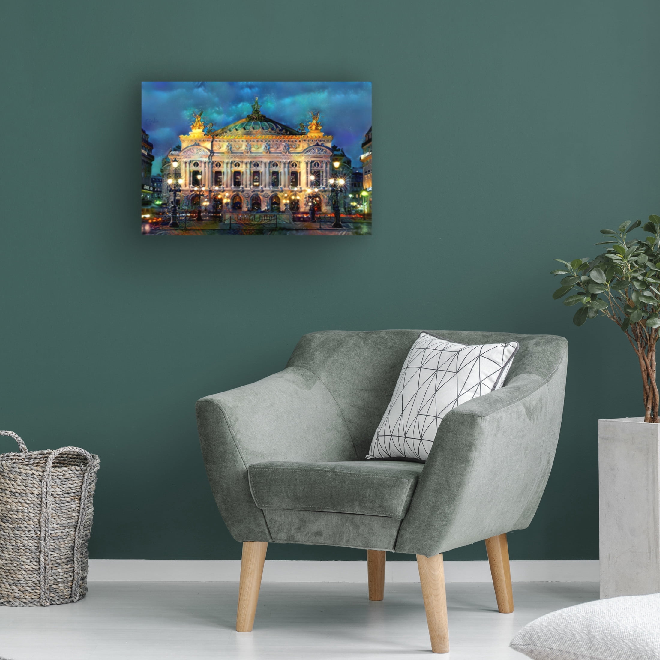 Canvas Wall Art - Pedro Gavidia 'Paris France Opera Garnier Night' Wall Art for Living Room, Bedroom, or Office Décor by Trademark Fine Art - 19 x 12 Inches