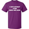 thumbnail image 2 of OXI T-Shirt - 7 Days Without a Pun Makes One, Basic Casual T-Shirt for Men's and Women Fleece T-Shirt Short Sleeve - Purple Medium, 2 of 3
