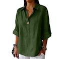 thumbnail image 5 of Vinsonshop Linen Shirt Women Summer Gauze Shirts Collared Shirts Summer Cotton Shirts Beach Fashion Linen Clothes for Women Elegant Beach Vacation Clothes (S-5XL), 5 of 7