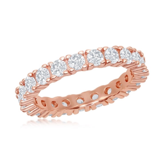 Daily Delight TheJewelryHut Designer Sterling Silver 3mm CZ Eternity Band Ring - Rose Gold Plated