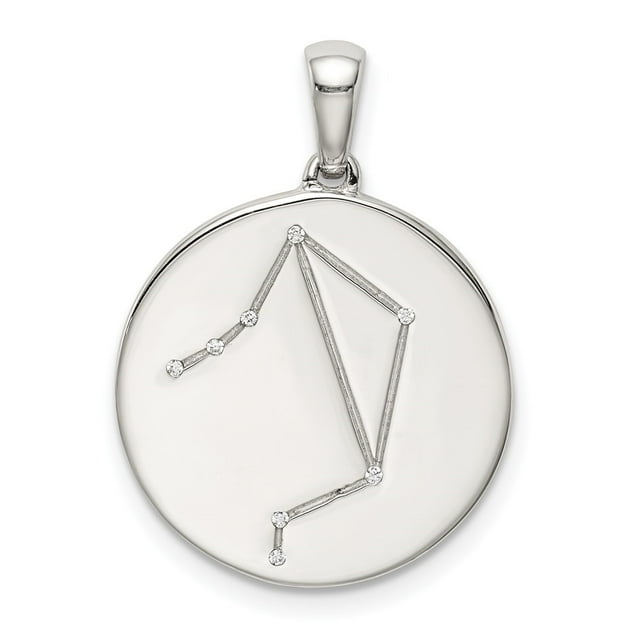 Diamond2Deal 925 Sterling Silver and CZ Libra Zodiac Pendant for Women
