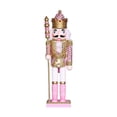 thumbnail image 1 of Christmas Wood Pink King Nutcracker Soldier Ornament 30cm Size Kids Gift, 1 of 5