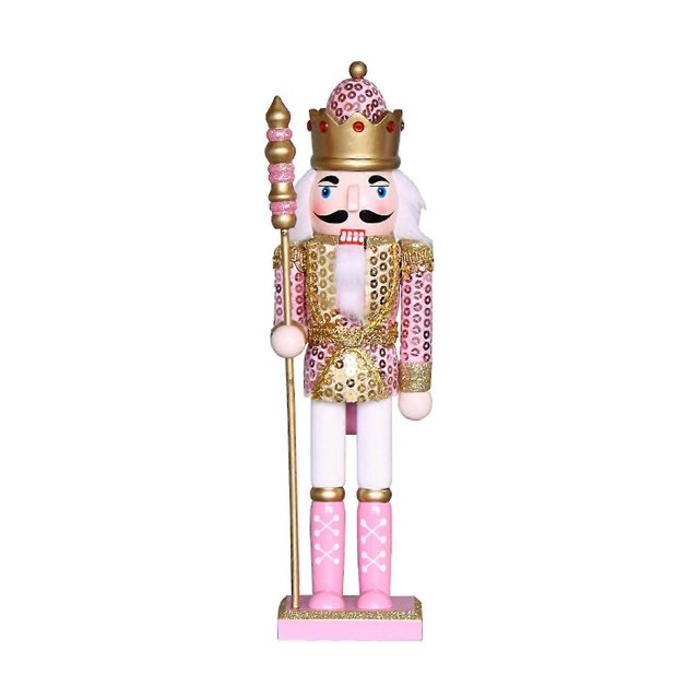 Christmas Wood Pink King Nutcracker Soldier Ornament 30cm Size Kids Gift