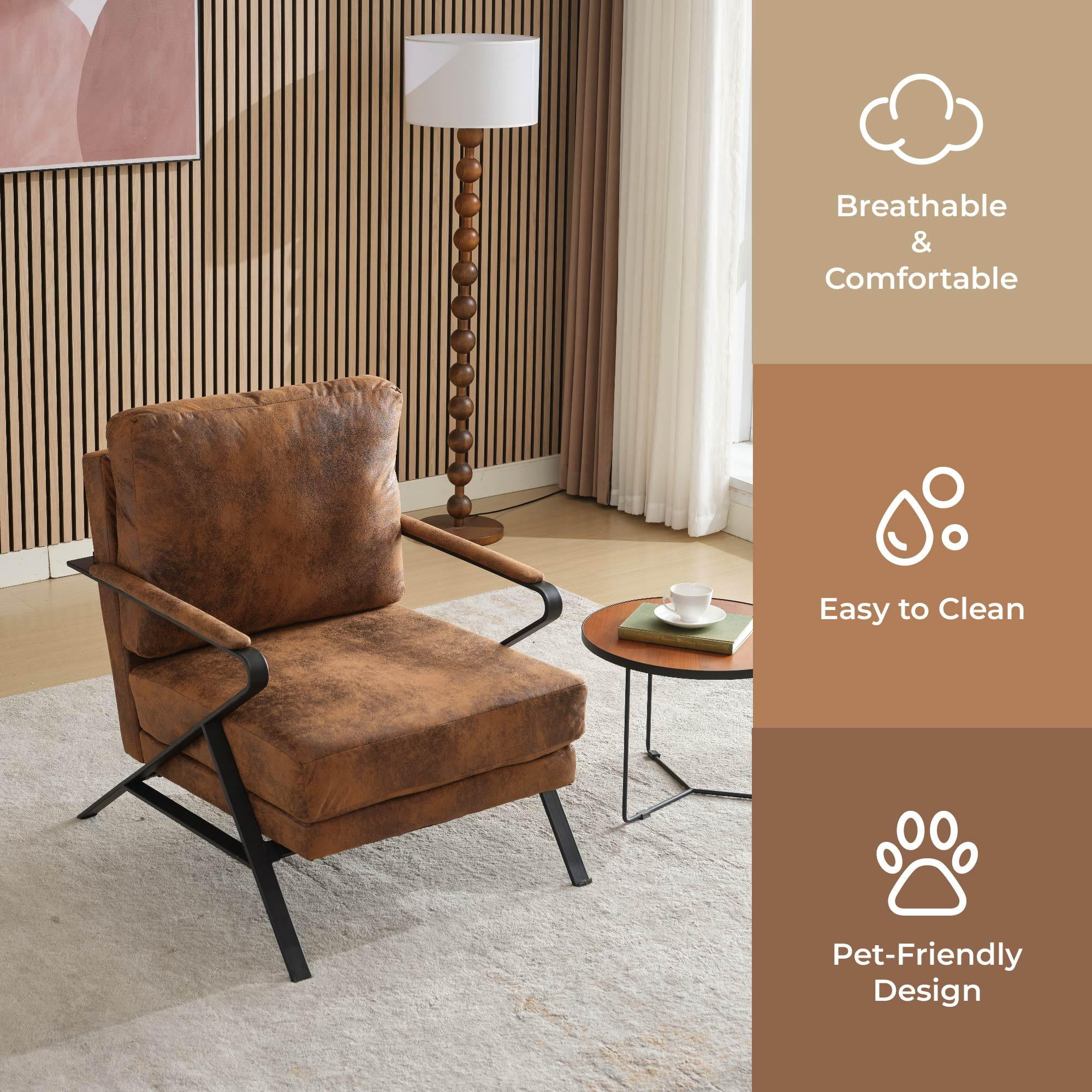 Howcool Sling Accent Chair, Comfy Vanity Chair with Removable Cushion and Storage Bag for Living Room, Bedroom, Office