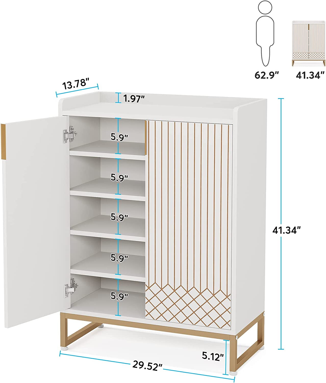 Tribesigns 5-Tier Modern Shoe Rack Organizer Cabinet with Doors