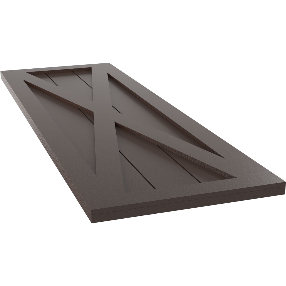 15"W x 62"H True Fit PVC Single X-Board Farmhouse Fixed Mount Shutters, Raisin Brown (Per Pair - Hardware Not Included)