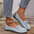 thumbnail image 5 of WAVSUF Women's Wide Width Loafers, Faux Leather Soft Sole Versatile Bow Casual Work Driving Shoes Light Blue 6.5, 5 of 9