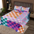 thumbnail image 2 of Erosebridal Checkered Gingham Coverlet Set Queen, Colorful Buffalo Bedding Set, Rectangle Geometry Decor, 2 of 5