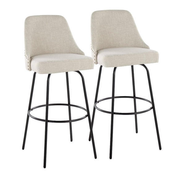 LumiSource Studded Marcel 30" Fixed-Height Barstool - Set of  2