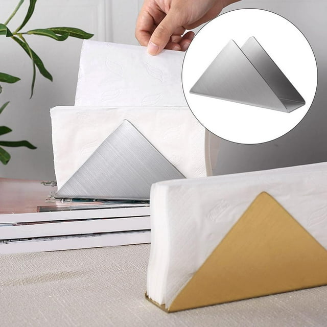 Triángulo Servilletero Estuche Utensilios de papel Caja de pañuelos Decoración Rack Gadgets Accesorios Herramientas Suministros Stand Moderno para Plata DYNWAVEMX Servilletero