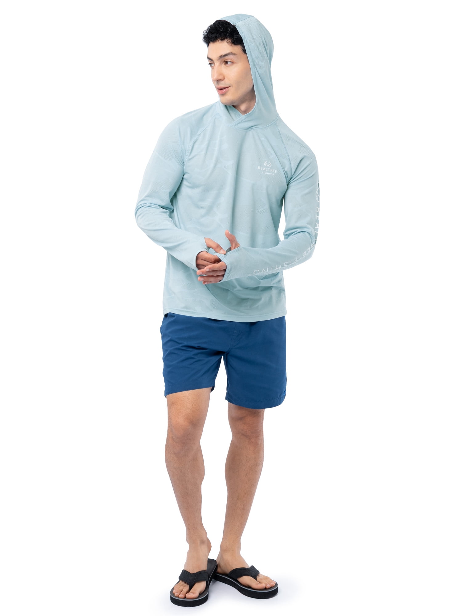 Realtree Fishing Men’s Long Sleeve Performance Raglan Tag-free Hooded Shirt, size S-3XL