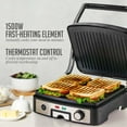 thumbnail image 6 of OVENTE Electric Panini Press Sandwich Maker, 1500W Indoor Grill with Non-Stick Coated Plates, Temperature Control & Removable Drip Tray, Opens 180 Degrees to Fit Any Type/Size of Food, Silver GP1861B, 6 of 9