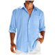 thumbnail image 1 of Designer Spring Summer Men's Casual Cotton Linen Solid Color Long Sleeve Shirts Loose ShirtsM, 1 of 5