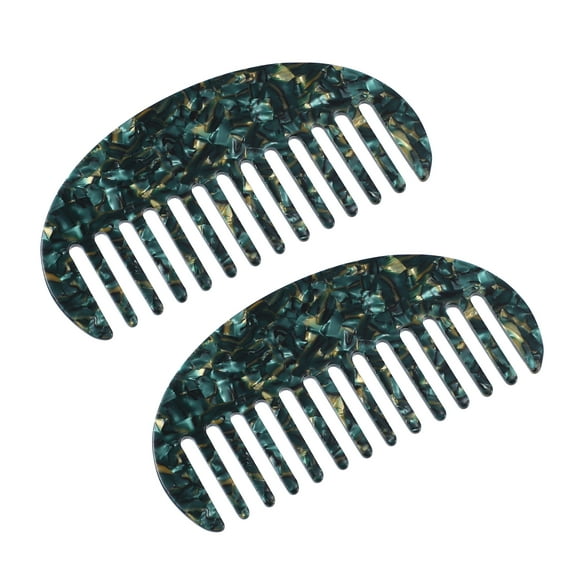 Unique Bargains 2 Pcs Anti-Static Hair Comb Wide Tooth for Thick Curly Hair Hair Care Detangling Comb Dark Green
