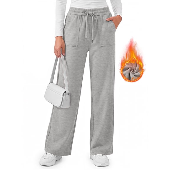 MOSHU Wide Leg Sweatpants for Women High Waisted Baggy Fleece Cotton Pants Fall Casual Sweatpants with Pockets