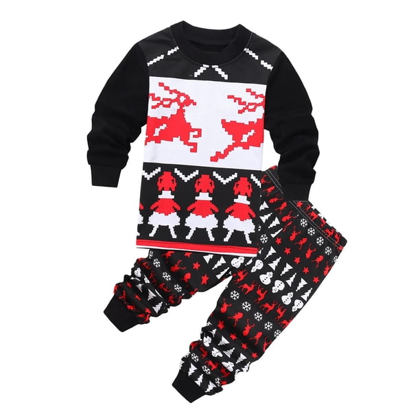 Pijamas navideños para bebés, conjunto de pijamas navideños de Papá Noel para niñas y niños, pijamas de algodón para niños pequeños, ropa de dormir de Año Nuevo, conjunto informal para niños