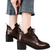 thumbnail image 2 of Mfakffe Womens Ankle Boots Pointed Toe Lace-Up Block Heel Booties Fashion Casual Non Slip Walking Shoes for Daily Commute, 2 of 5
