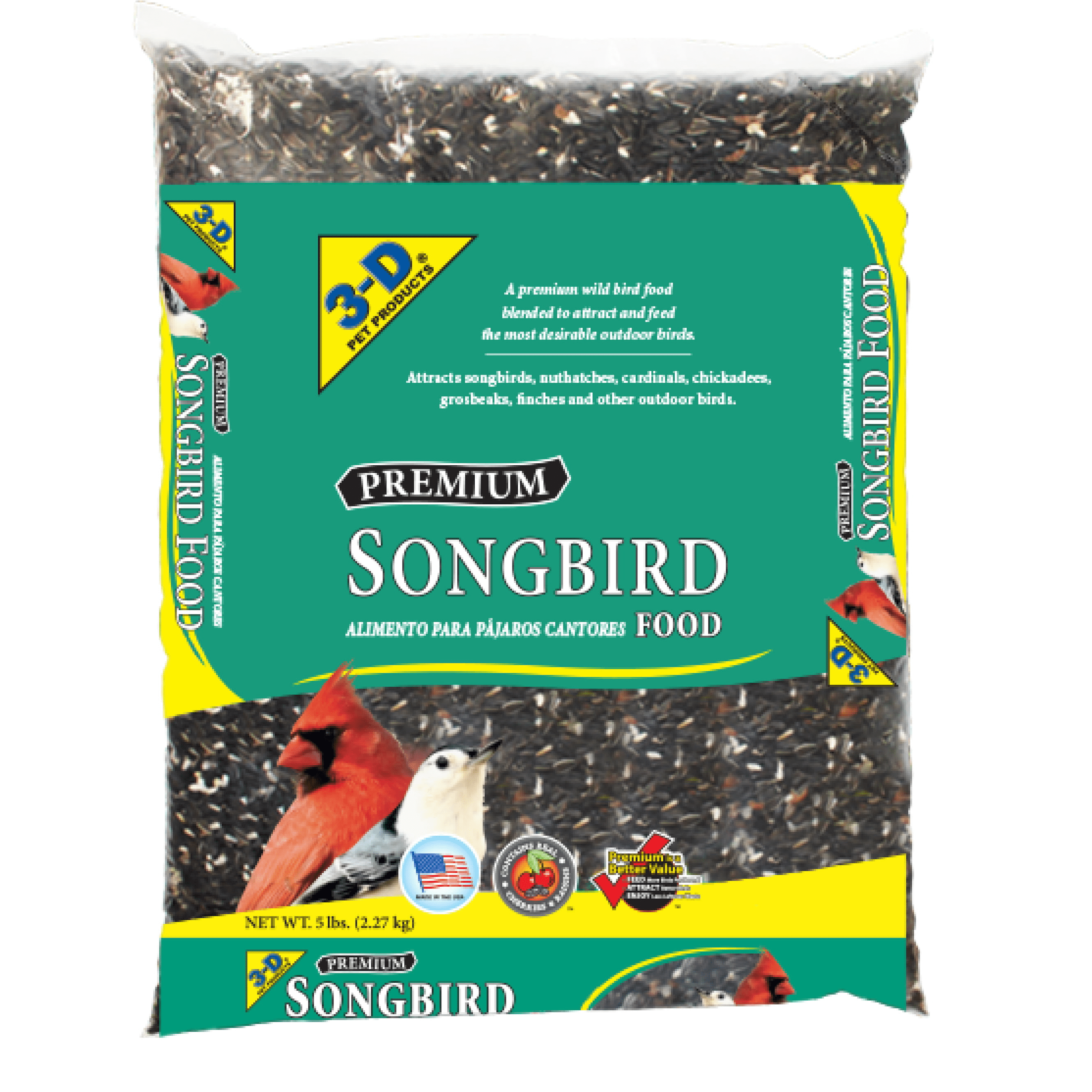 (4 pack) 3-D Pet Products Premium Songbird Blend Dry Wild Bird Food, 5 lb.; 1 Pack, Does Not Contain Fillers