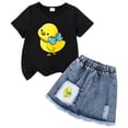 thumbnail image 4 of BOBOGOJP Girls Summer Clothes Butterfly Print Short Sleeve Tops Denim Skirt Shorts Set Cute Outfits Kids Girls 6-12Y, 4 of 4