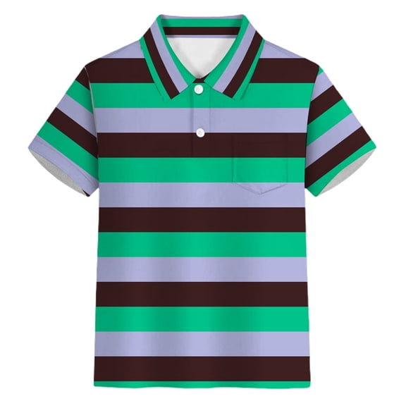 Glisme Boys Striped Polo Shirt With Buttons And Collar Casual Pocket Dress Shirt For Teenagers And Youth Multicolour Tops Size 7-8 Years