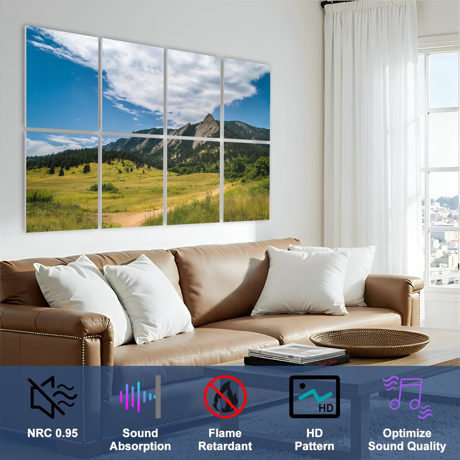 Forest 8 Pack Art Acoustic Panels Sound Absorbing flatirons boulder colorado boulderss Decorative Soundproof Wall Panels Self Adhesive for Nursery Game Room Bedroom 48"x32"