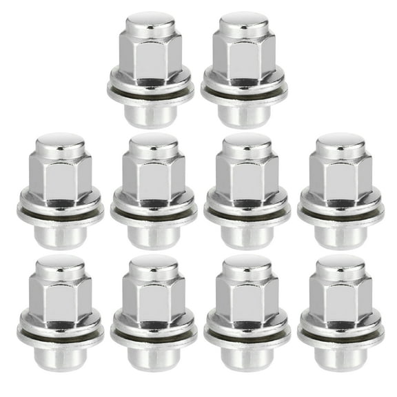 Unique Bargains 10 Pcs Wheel Lug Nuts Compatible for Jaguar XF XJ XE M12 x 1.5 Carbon Steel Silver Tone Tire Lugnuts