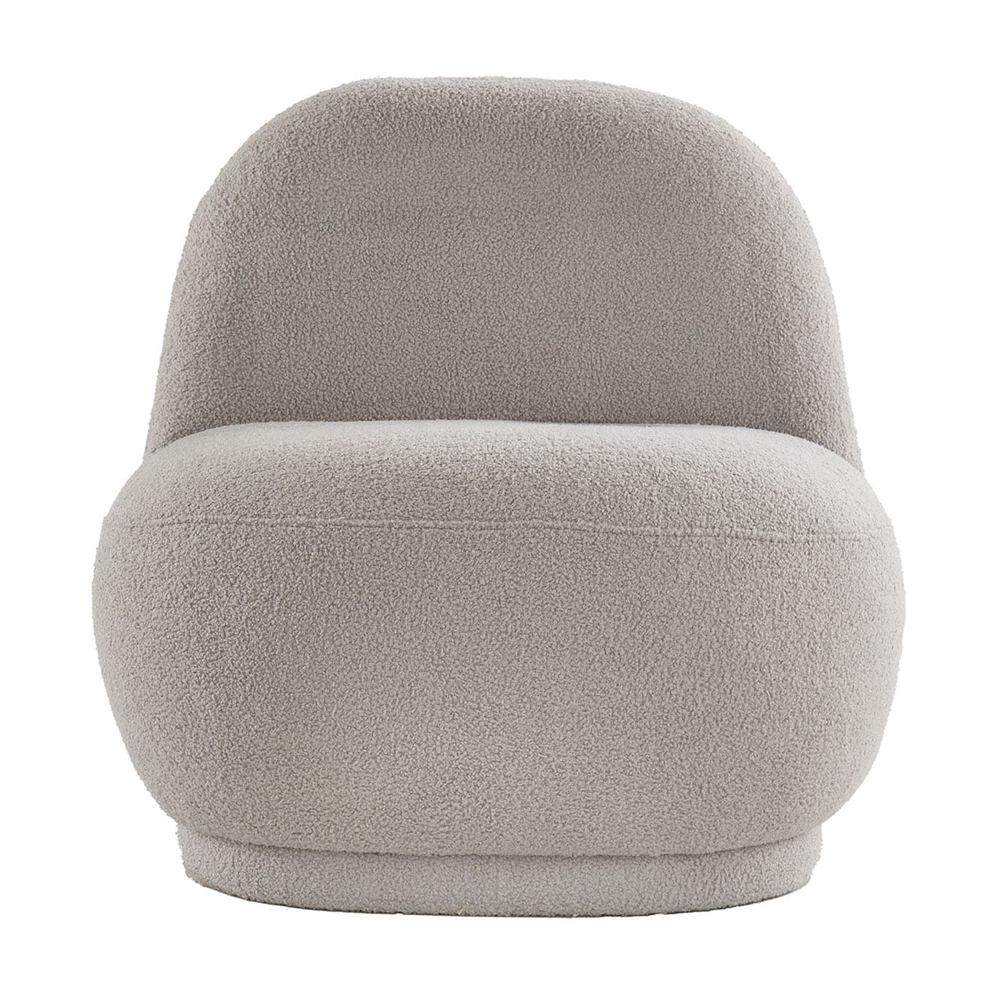 Weston Home Lompoc Modern Boucle Accent Chair with Rounded Design and Lumbar Pillow, Light Gray Chair