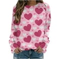 thumbnail image 2 of pimelu Valentine's Day Sweatshirt for Women Valentine's Day Cute Sweatshirts for Women Fashion Heart Graphics Print Crewneck Sweater Tops Spring Long Sleeve Loose Pullover Tunic Blouses, 2 of 4