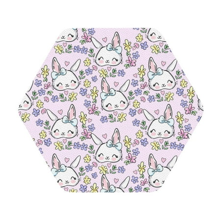 

Cauagu Purple Rabbit for Round Coaster Drink Coasters Set of 4 Leather Bar Beer Beverage Cup Mat for Drinks for Tabletop Protection & Coffee Table Decor
