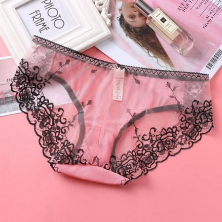 Womens Lace Trim Panties Underwear Floral Lace Sexy Bikini Panty Seamless Underpants